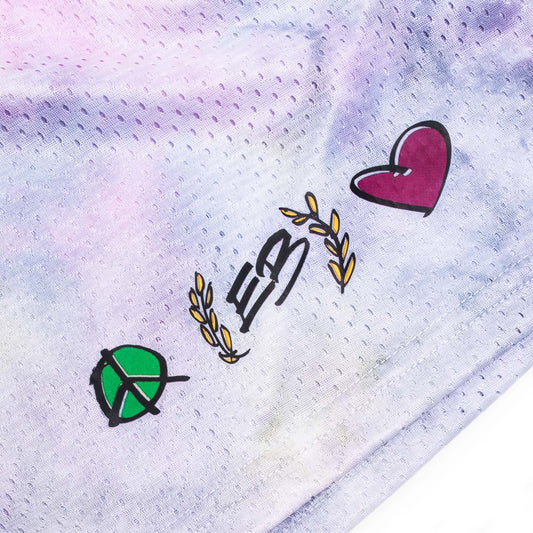 Extra Butter Peace and Love Tie Dye Mesh Shorts